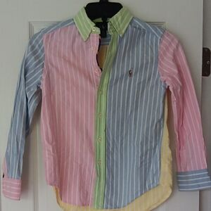 Ralph Lauren Double RL Pink and Blue Button Down Shirt